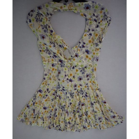 Free People Women's Sz XS Ivory Combo Floral "It Takes Two" Wrap Dress $128 - Picture 6 of 11